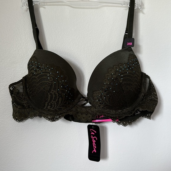 🦋 La Senza Dark‎ Green Lace Bra NWT - Picture 3 of 7